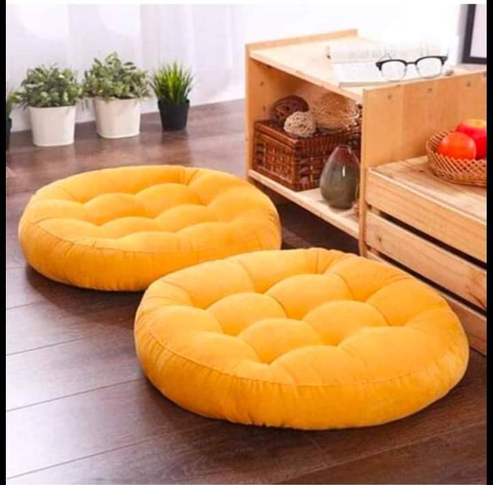 YELLOW FLOOR CUSHION SET - 2 PCS