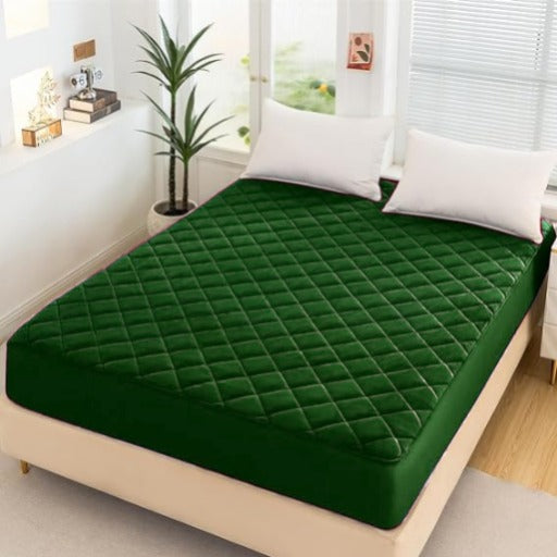 D.GREEN QUILTED WATERPROOF MATTRESS FITTED COVER