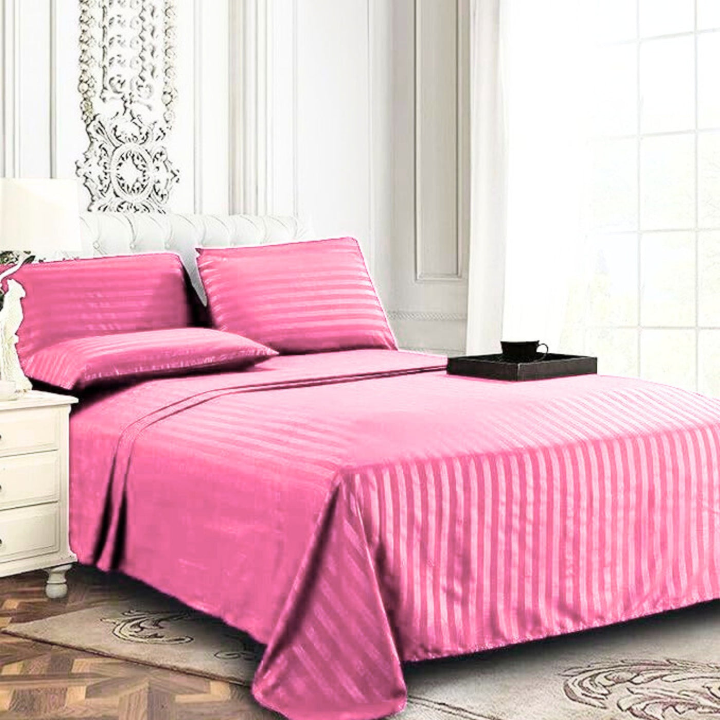 HOT PINK BEDSHEET SET - 5 PCS (SATIN)