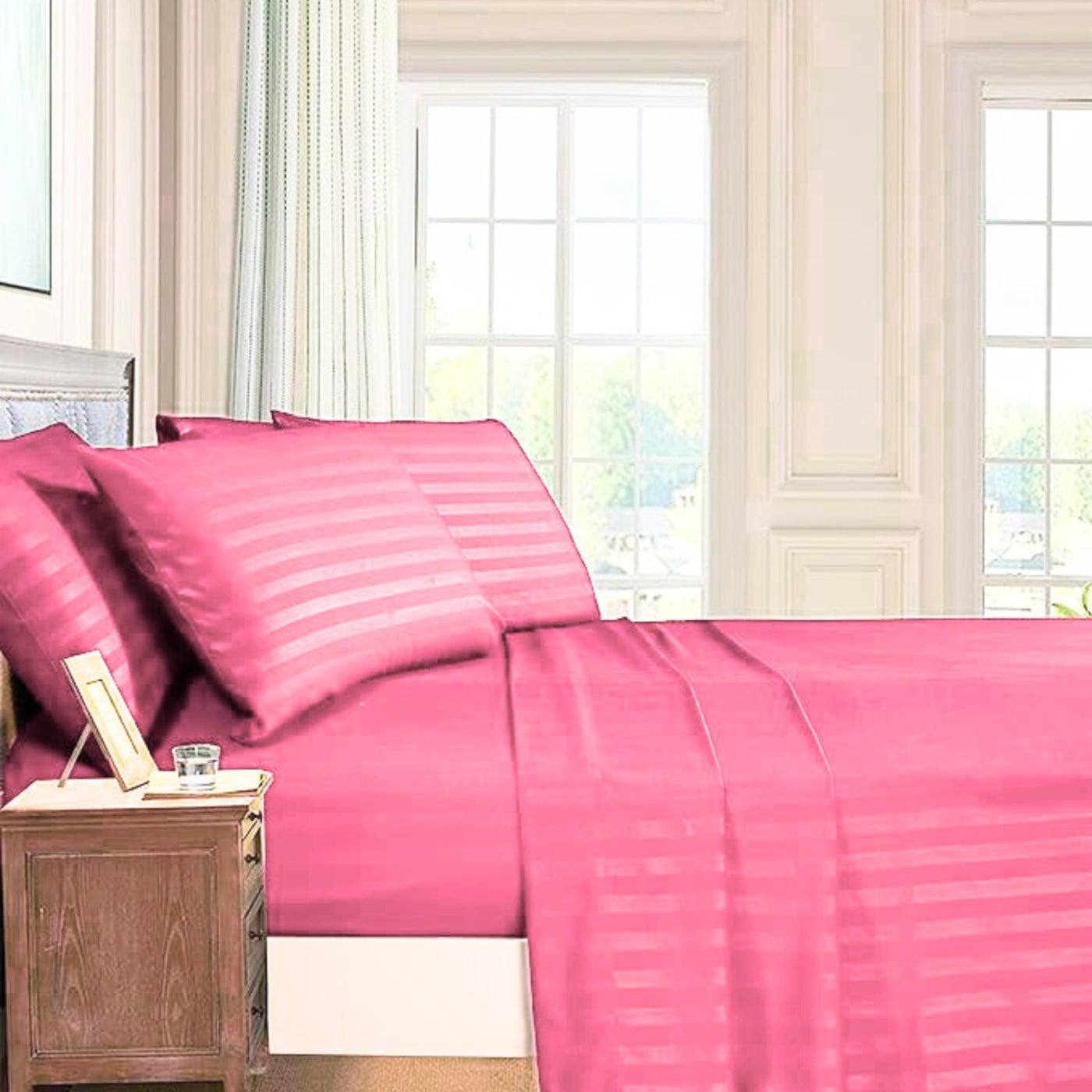 HOT PINK BEDSHEET SET - 5 PCS (SATIN)