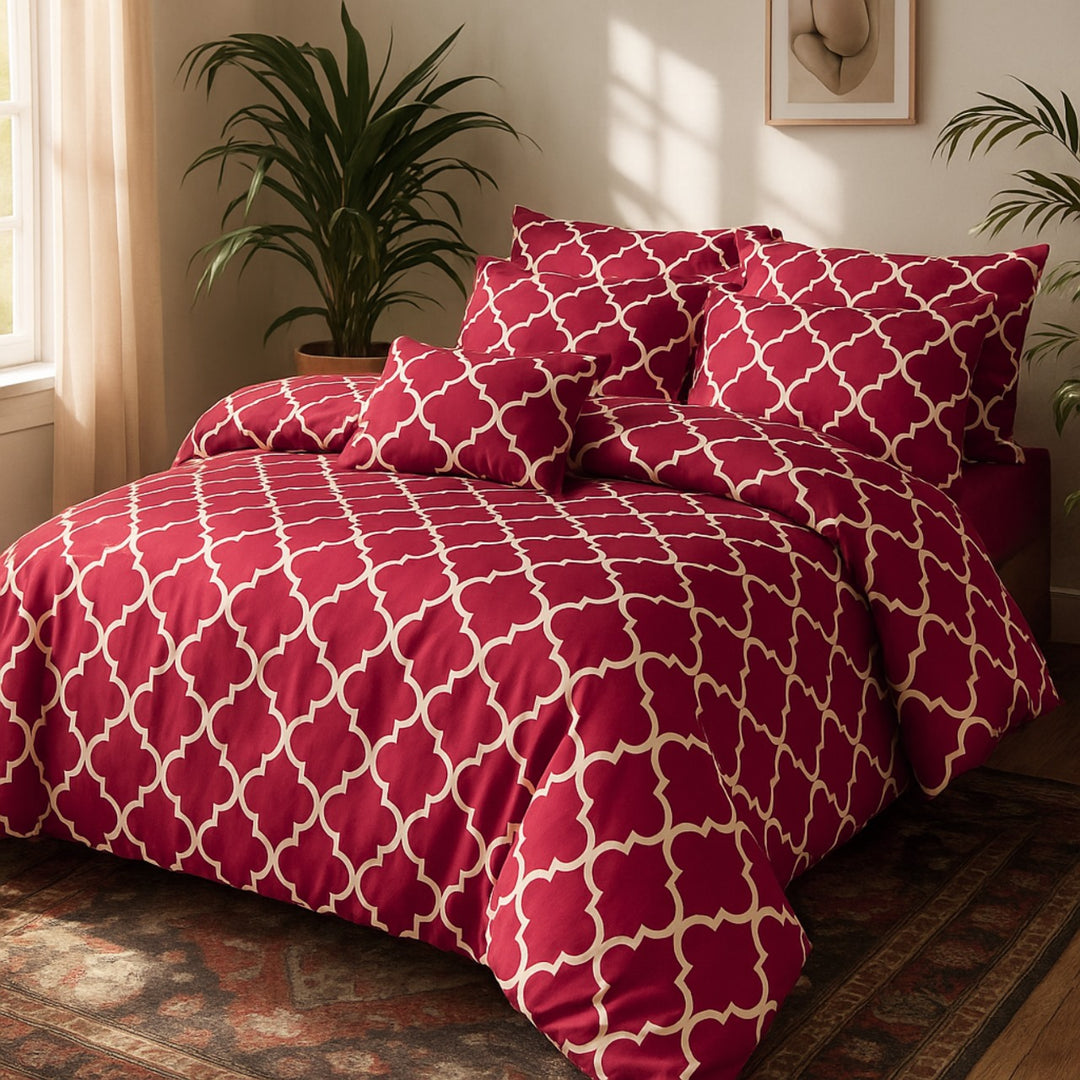 RED PENDORA Comforter Set- 7 Pcs