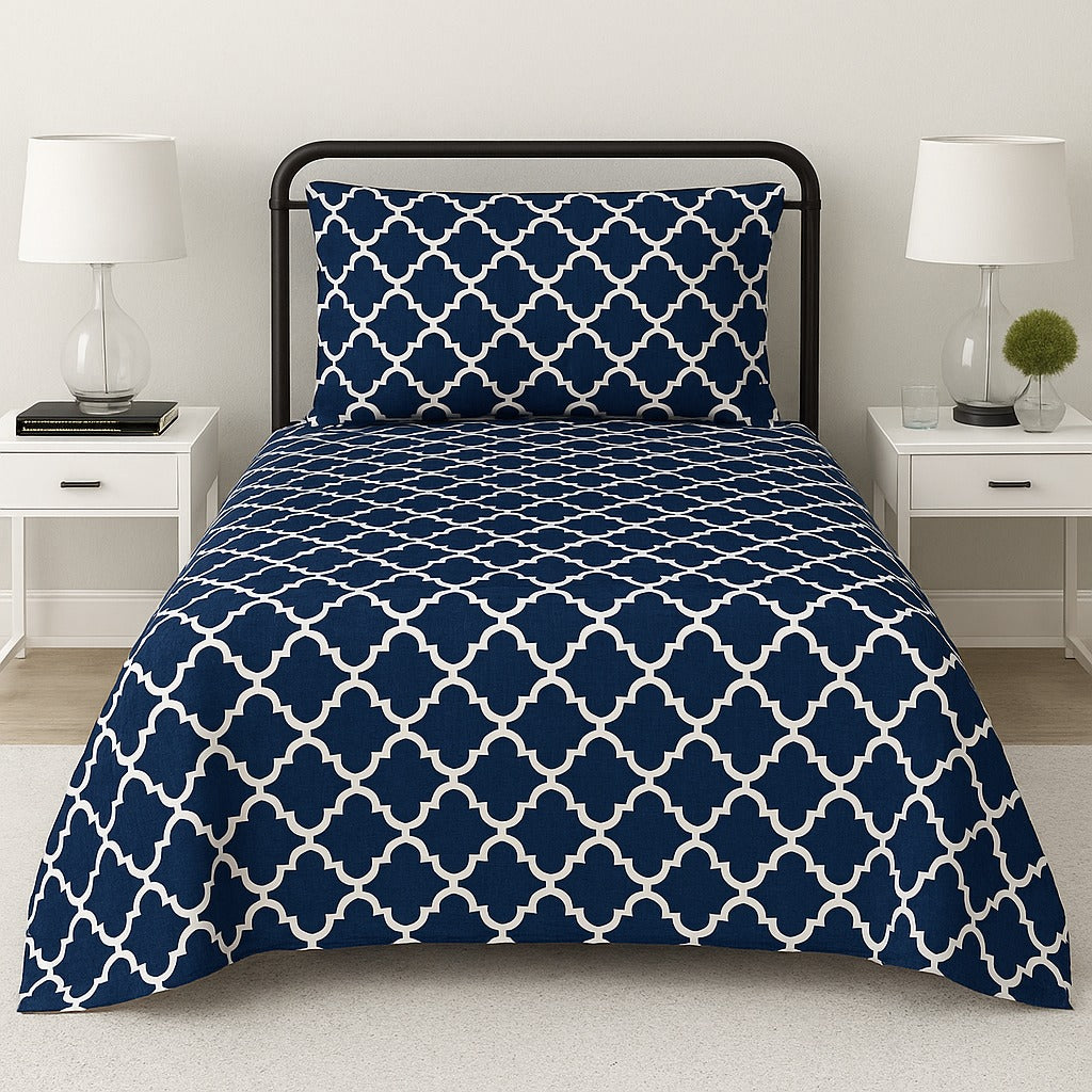 BLUE PENDORA SINGLE BEDSHEET SET