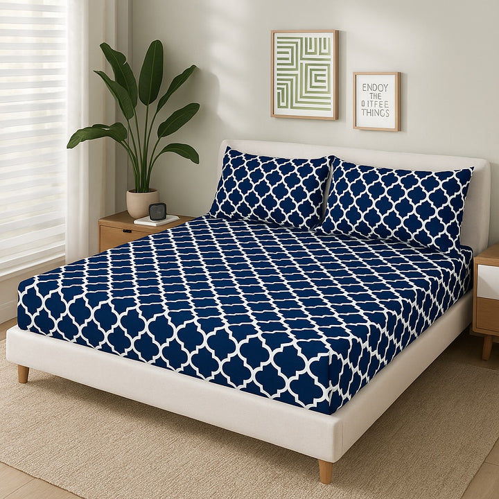 BLUE PENDORA FITTED SHEET - (PREMIUM)