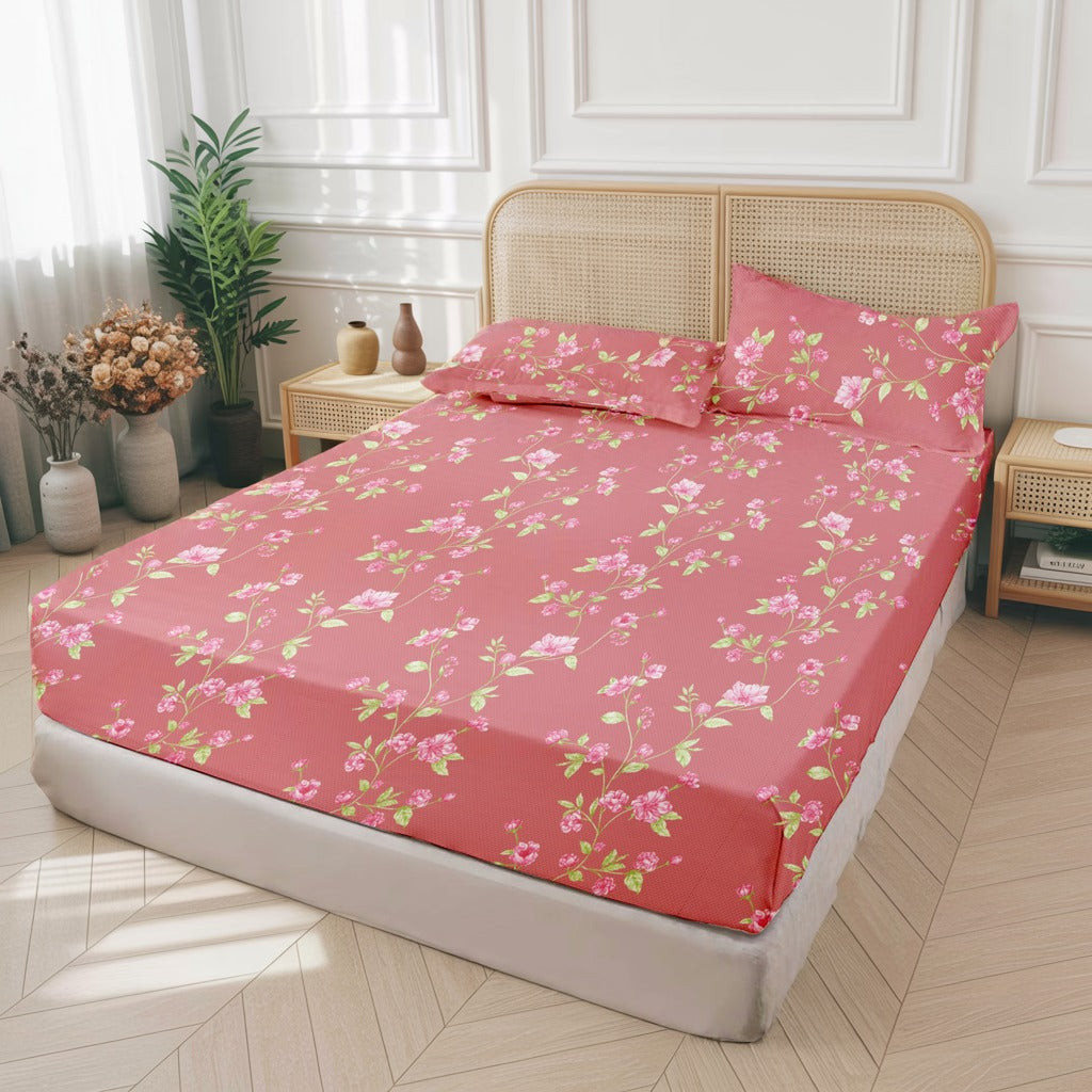 LEAFY FITTED SHEET - (PREMIUM)