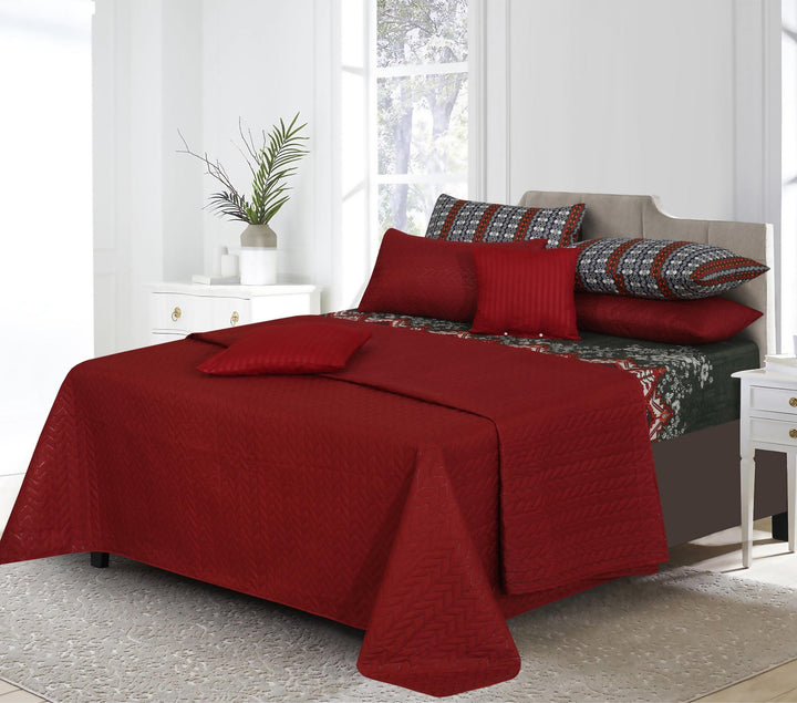 BAWA MAROON Winter Comforter Set- 8 Pcs