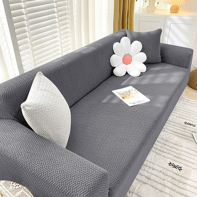 GREY STRIPE JACQUARD SOFA COVER