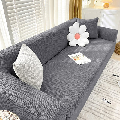 GREY STRIPE JACQUARD SOFA COVER