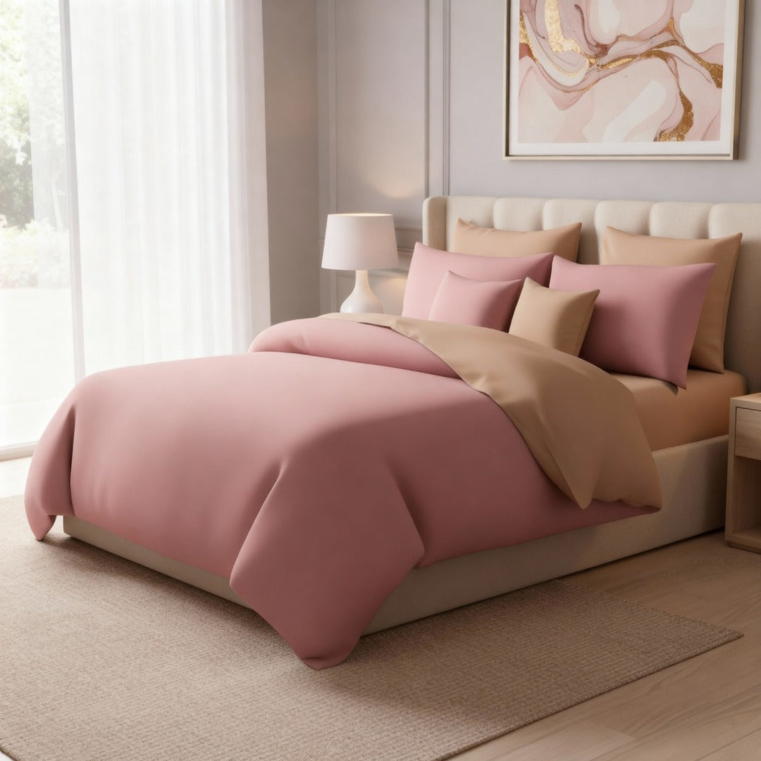 SKIN/BEIGE LUXURY DUVET COVERS SET- 8 PCS