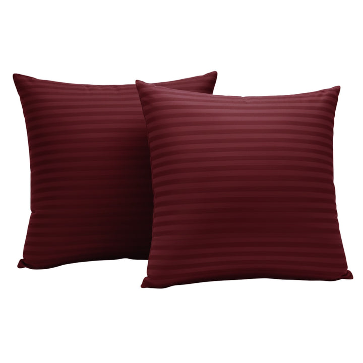 MAROON SATIN STRIPE CUSHION COVER (PACK OF 2)