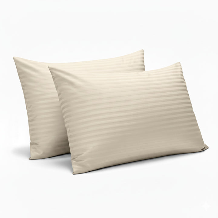 IVORY SATIN STRIPE PILLOW COVERS