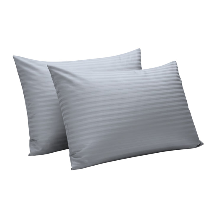SILVER SATIN STRIPE PILLOW COVERS