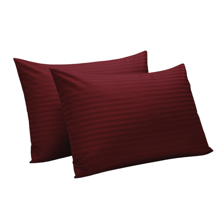 MAROON SATIN STRIPE PILLOW COVERS