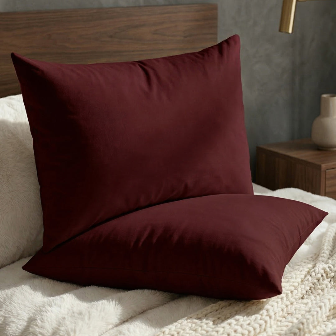 MAROON  DYED PILLOW COVERS