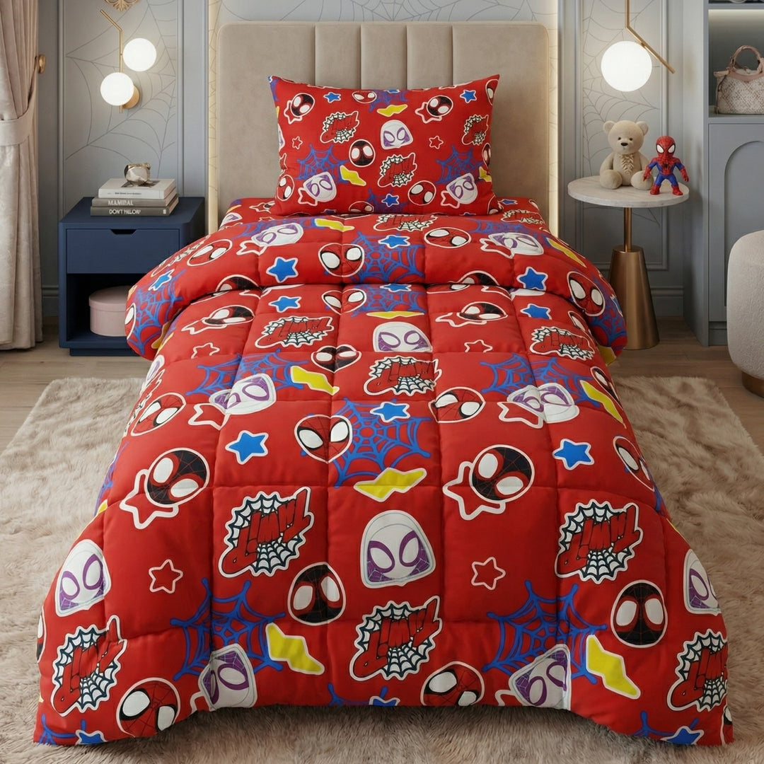 SPIDY RED KIDS Comforter Set- 3 Pcs