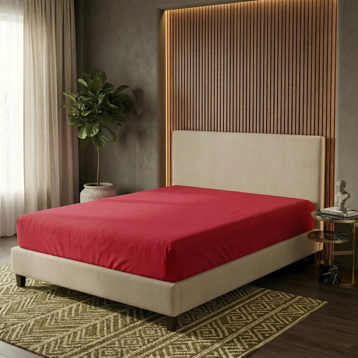 RED FITTED SHEET - (PREMIUM)