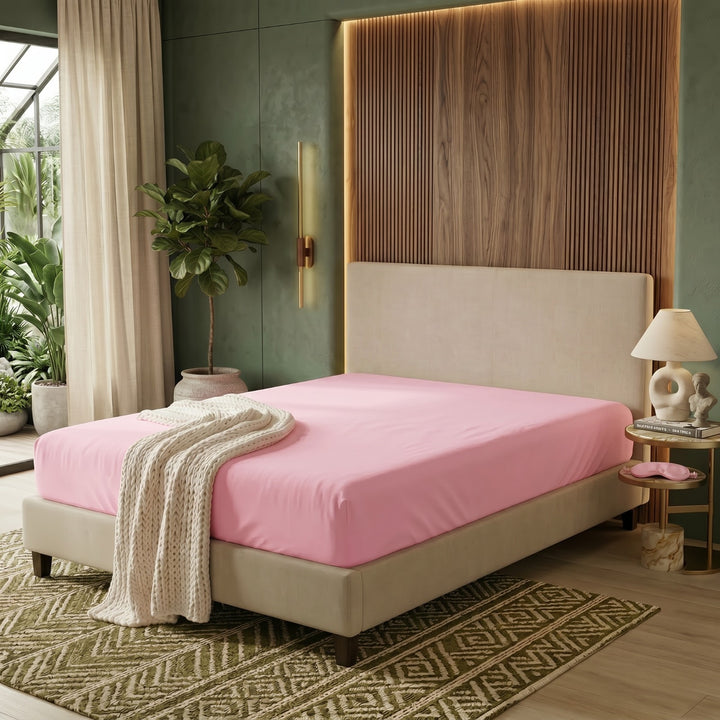 BABY PINK FITTED SHEET - (PREMIUM)