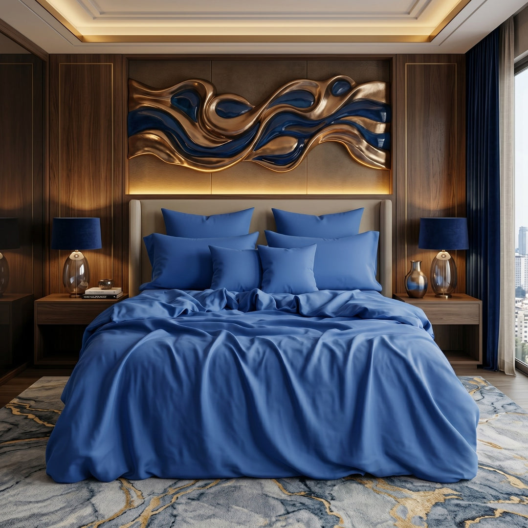 DUSTY BLUE LUXURY DUVET COVERS SET- 8 PCS