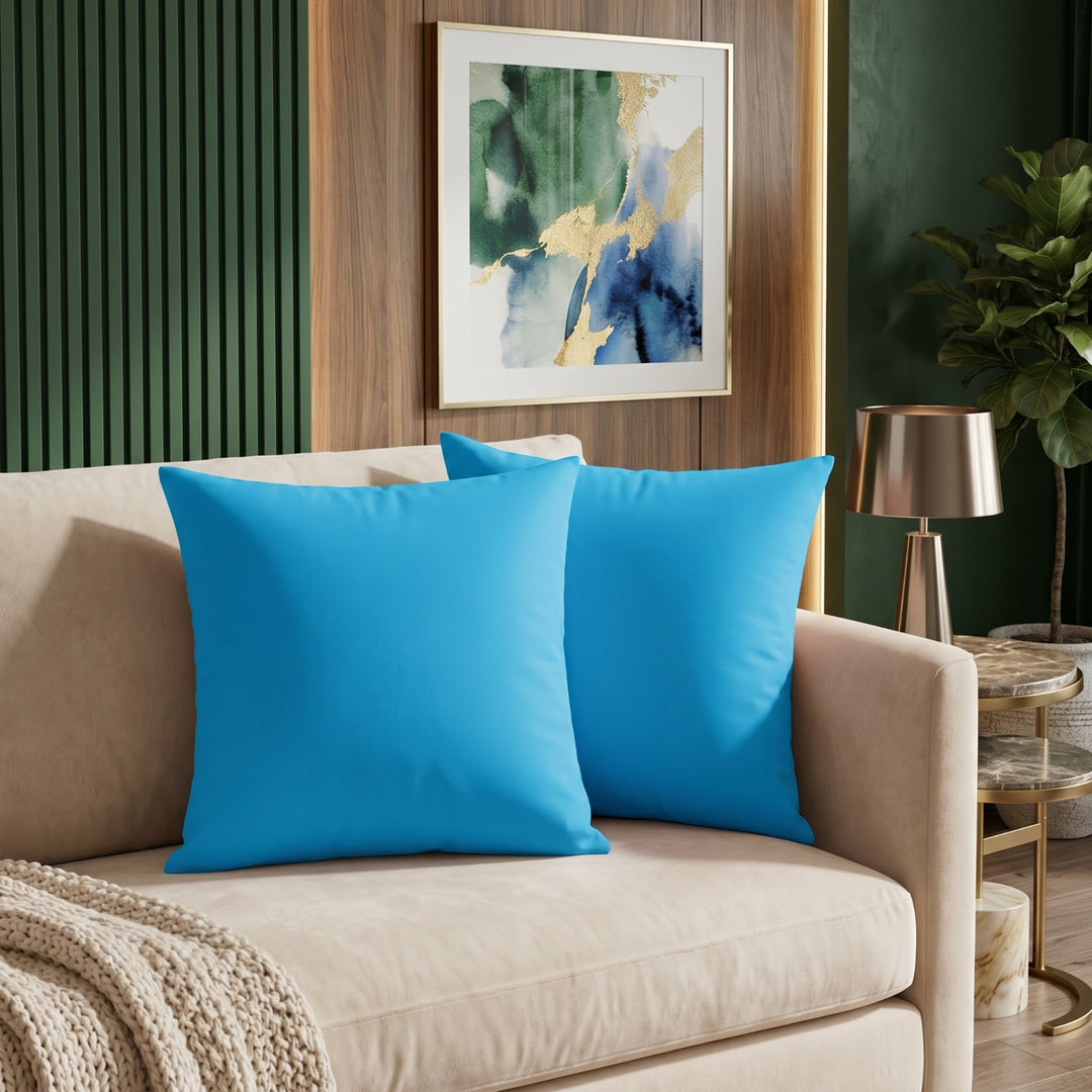 SKY BLUE DYED CUSHION COVER (PACK OF 2)