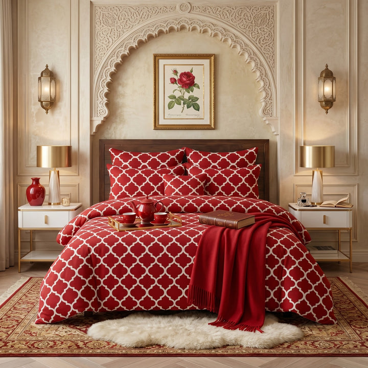 RED PENDORA Comforter Set- 7 Pcs