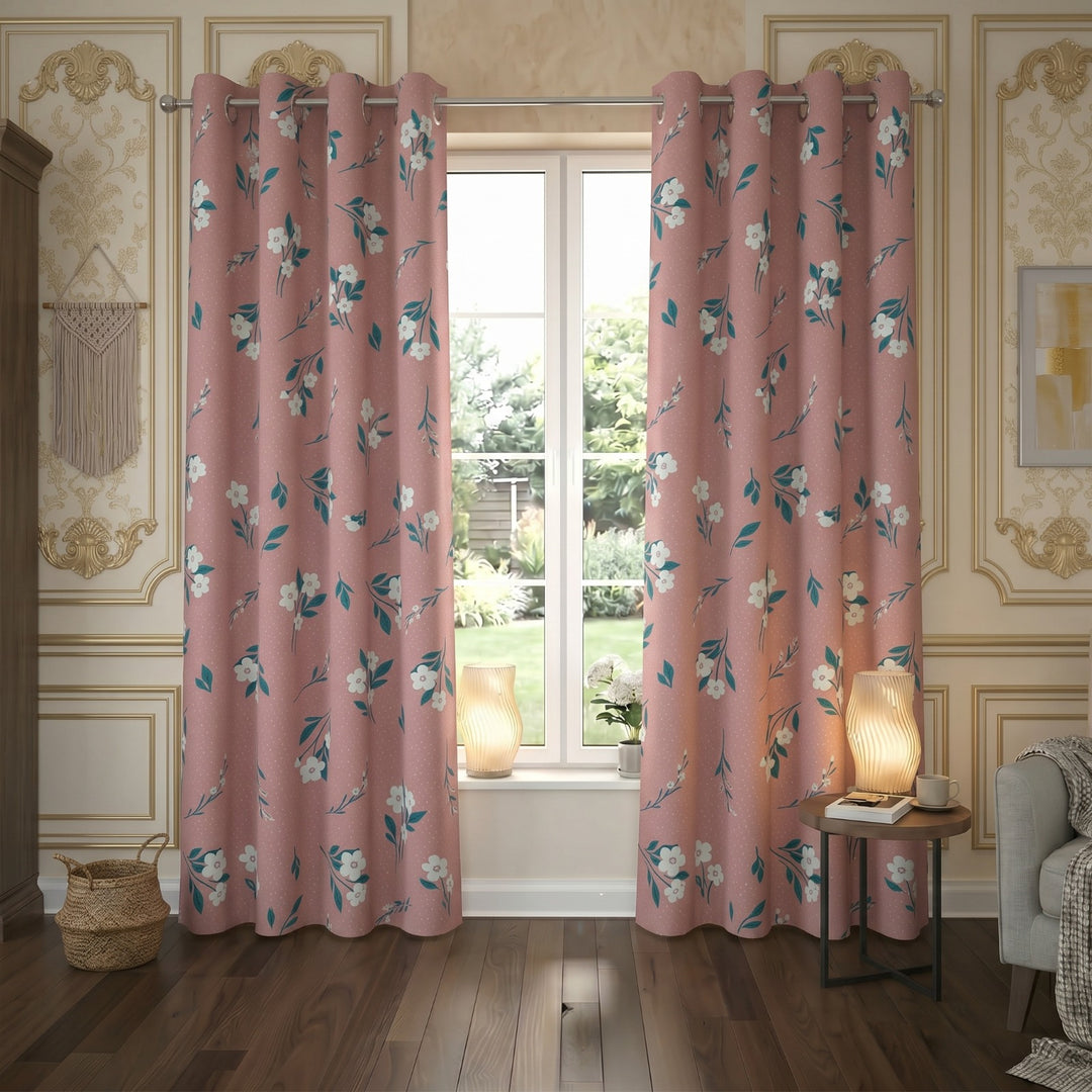 PINK DAISY WINDOW CURTAINS