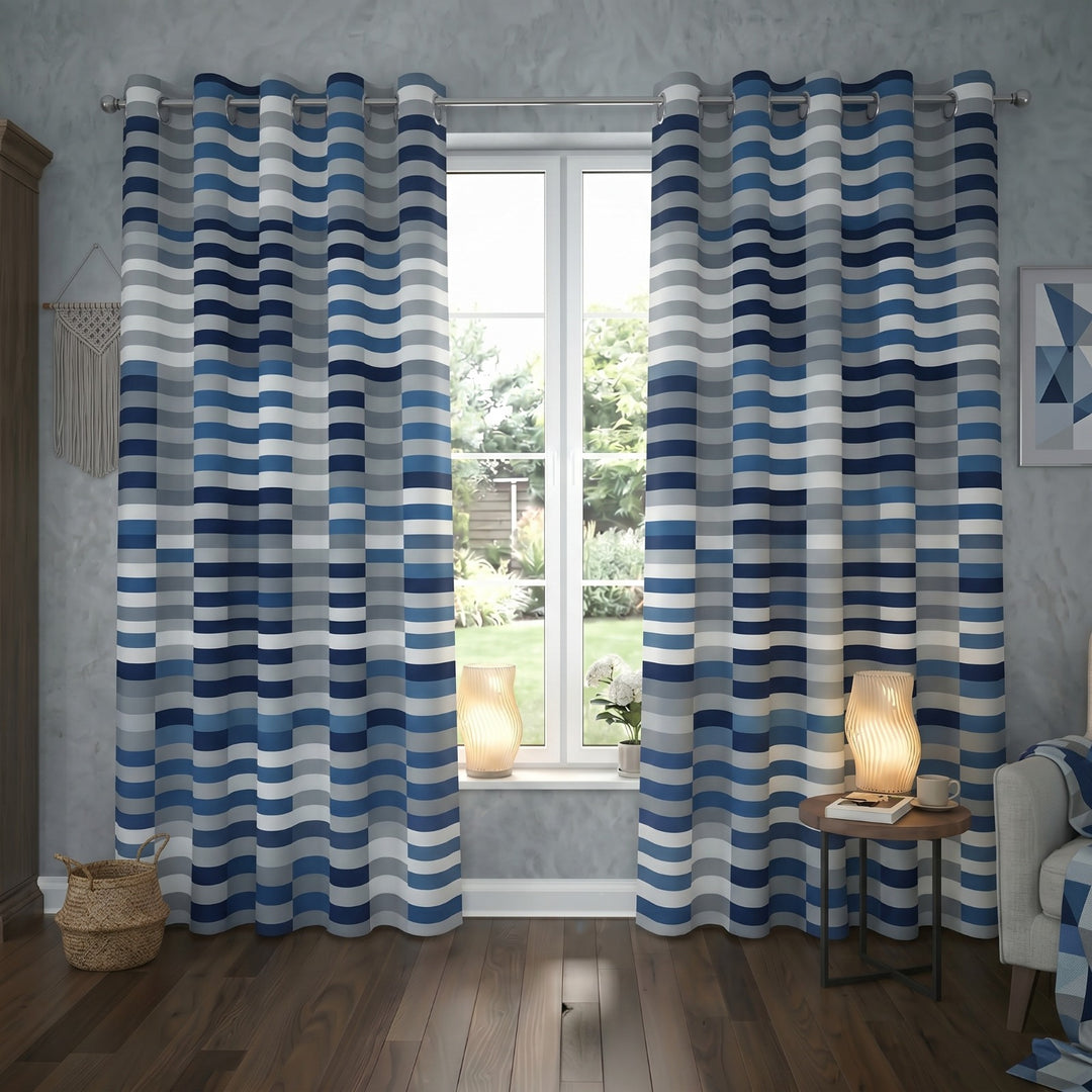 BLUE LINE WINDOW CURTAINS