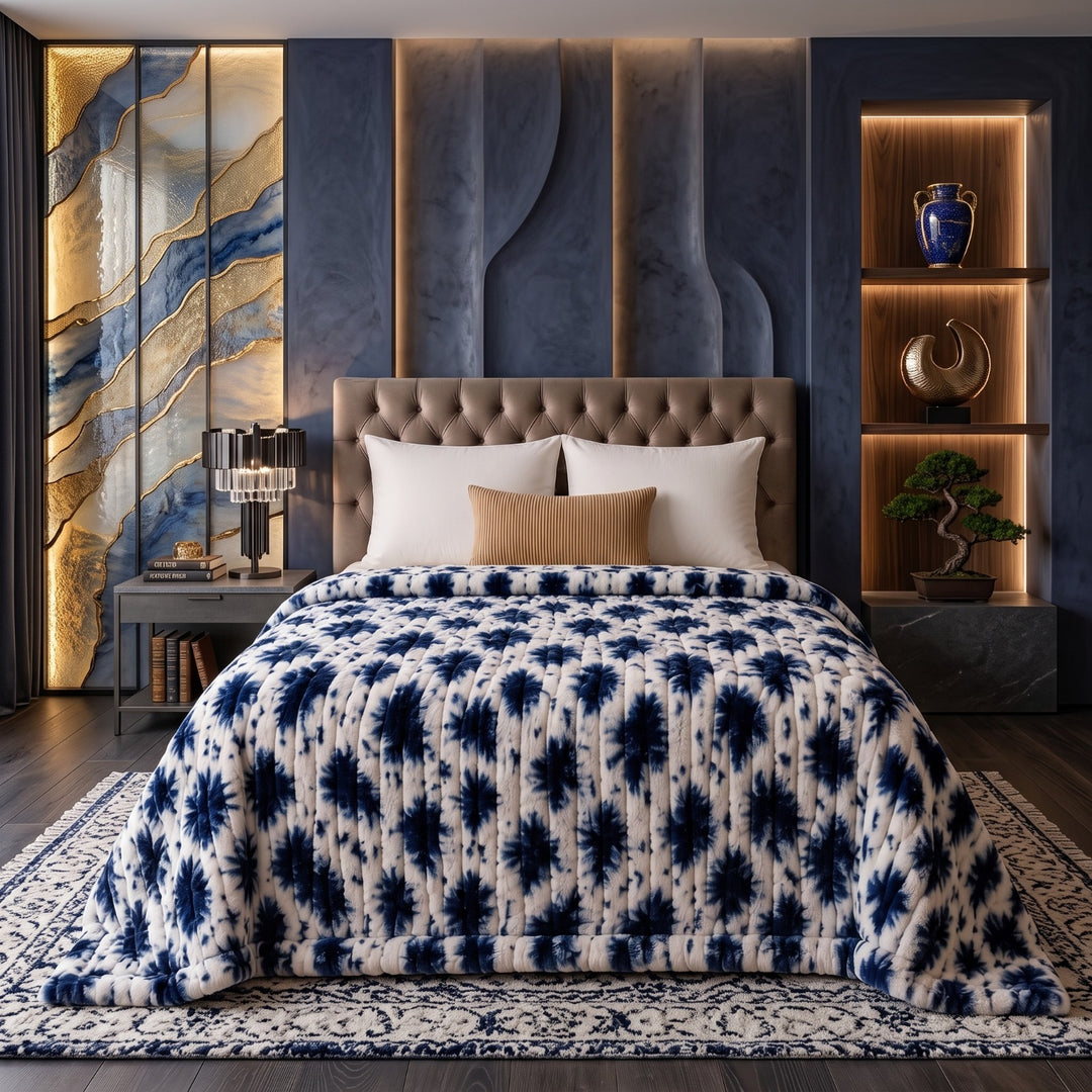 NAVY FLORAL  AC BLANKET