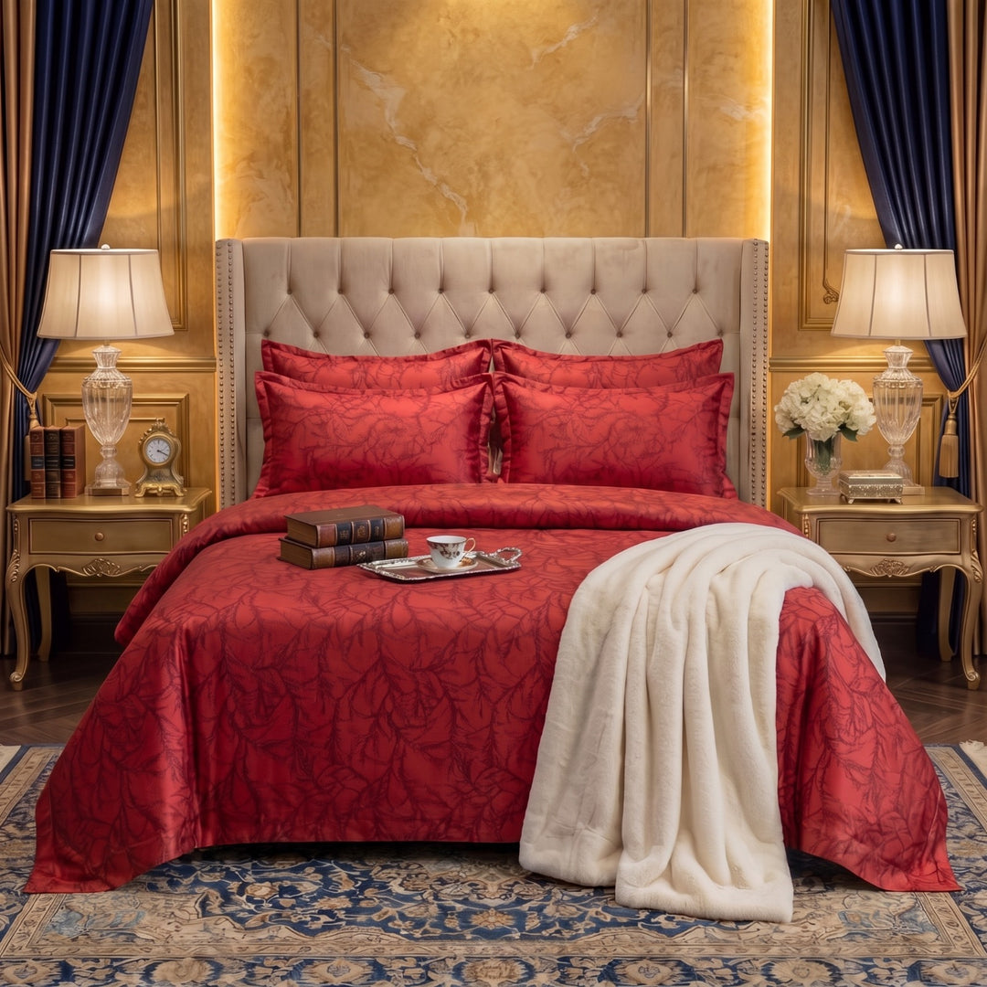 TREE/RED VELVET BEDSHEET SET - 5 PCS