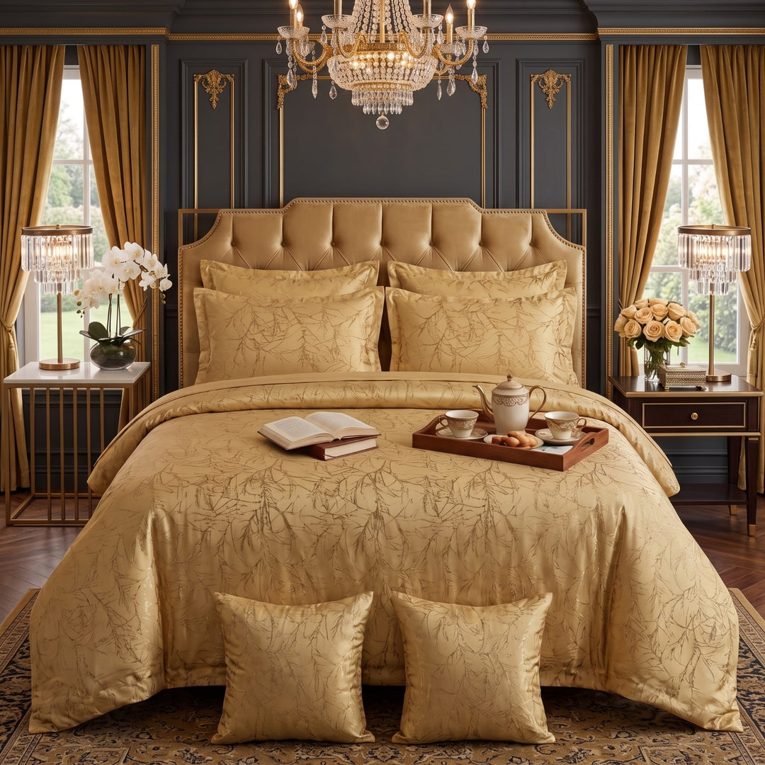 TREE/YELLOW VELVET DUVET COVERS SET 8 PCS