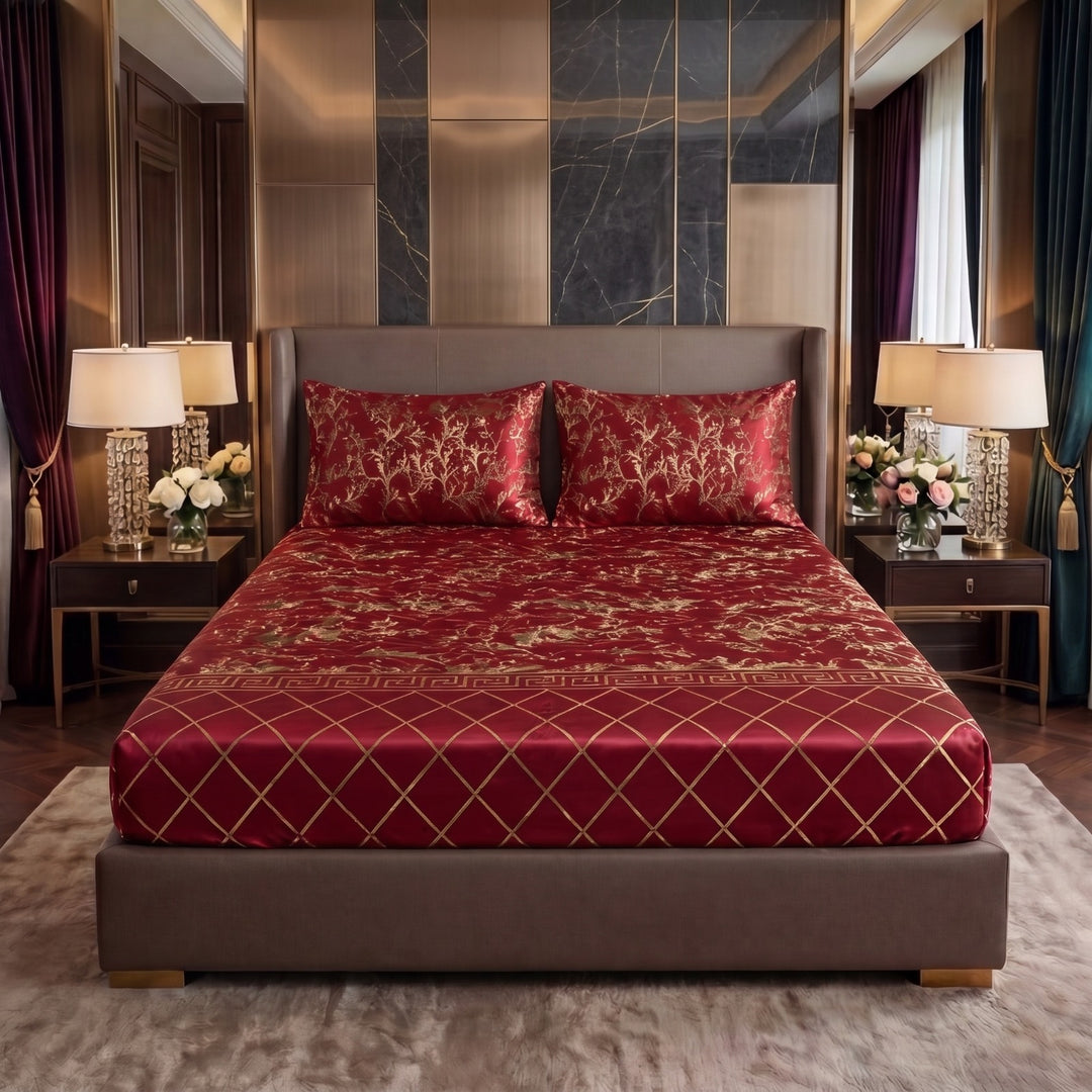 MILITARY/RED VELVET fitted bedsheet - (premium)