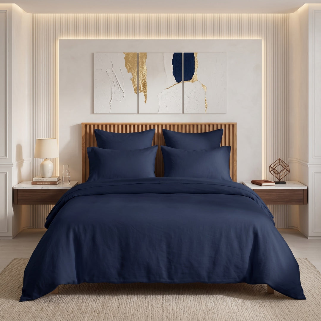 NAVY LUXURY DUVET COVERS SET- 8 PCS