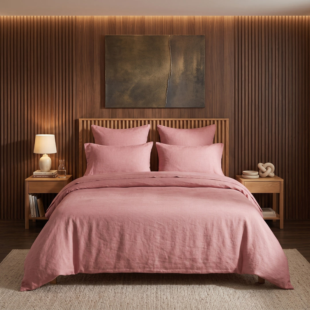 PINK LUXURY DYED BEDSHEET SET- 5 PCS