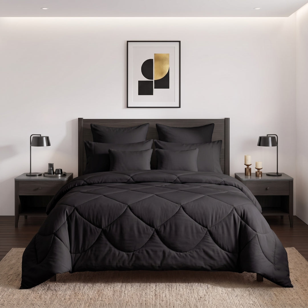 BLACK DYED Comforter Set- 8 Pcs