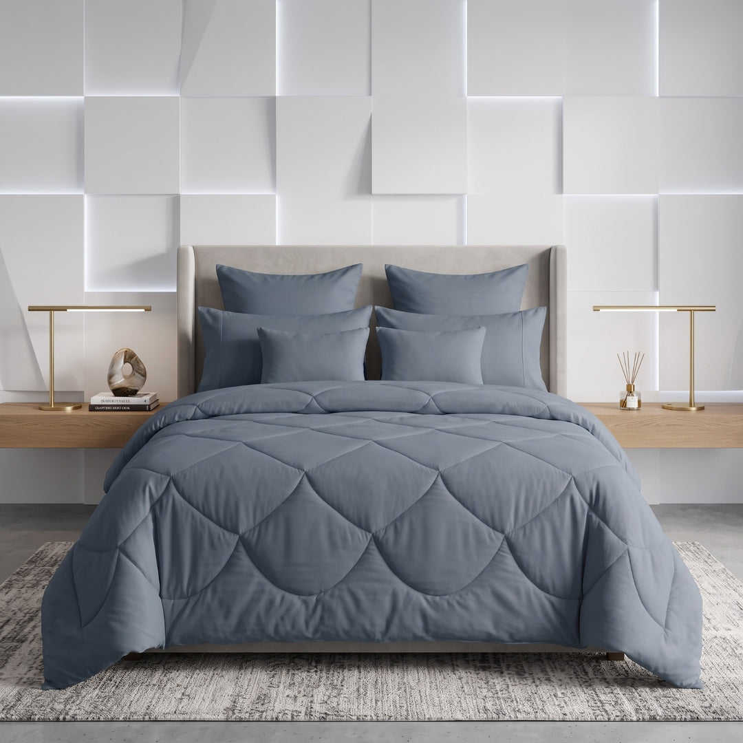 GREY DYED Comforter Set- 8 Pcs