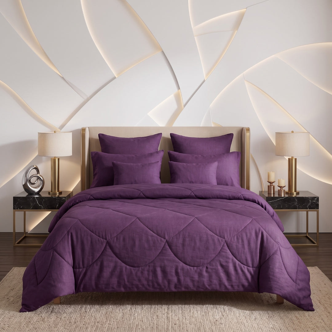 PURPLE DYED Comforter Set- 8 Pcs