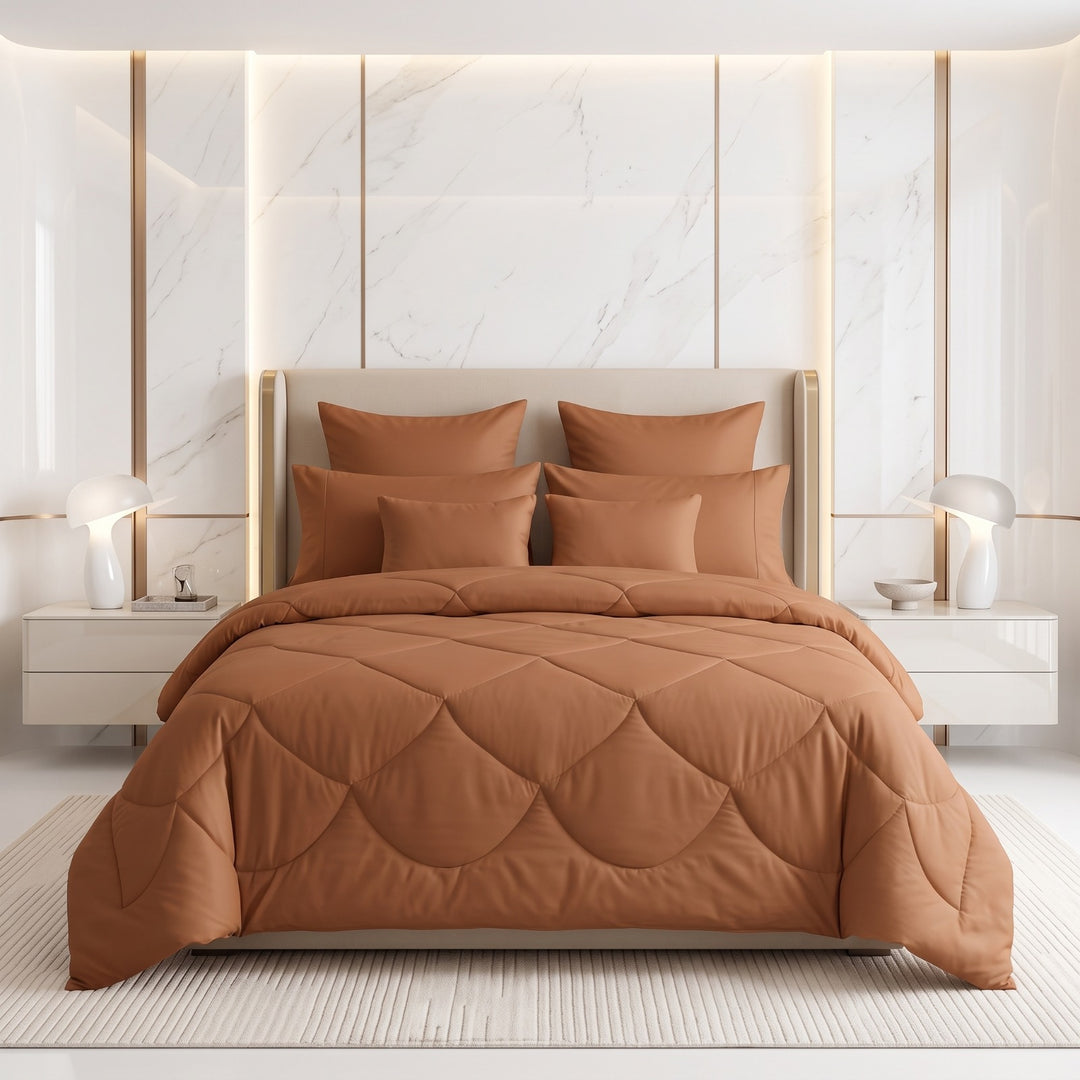 COPPER DYED Comforter Set- 8 Pcs