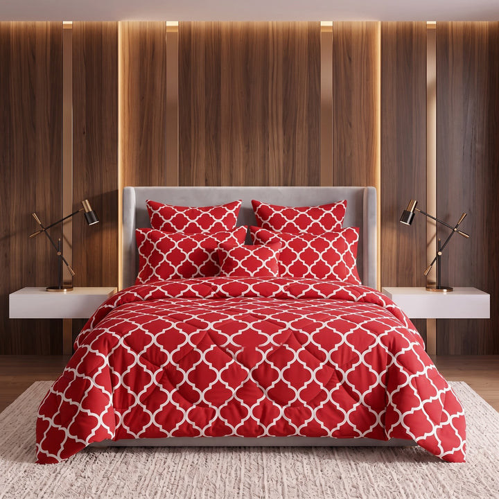 RED PENDORA Comforter Set- 7 Pcs