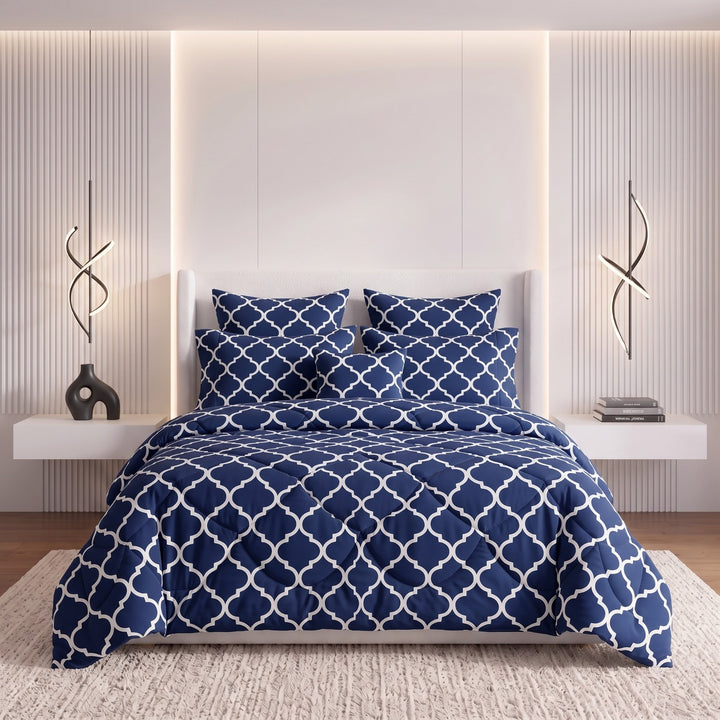 Blue Pendora Comforter Set- 7 Pcs