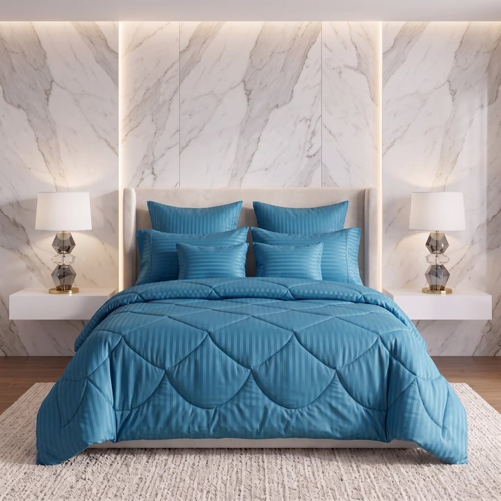 ZINC stripe Comforter Set- 8 Pcs