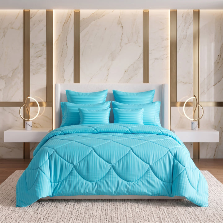 MINT Stripe Comforter Set- 8 Pcs
