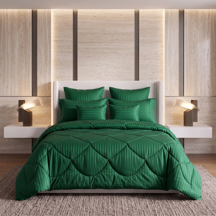 GREEN stripe Comforter Set- 8 Pcs