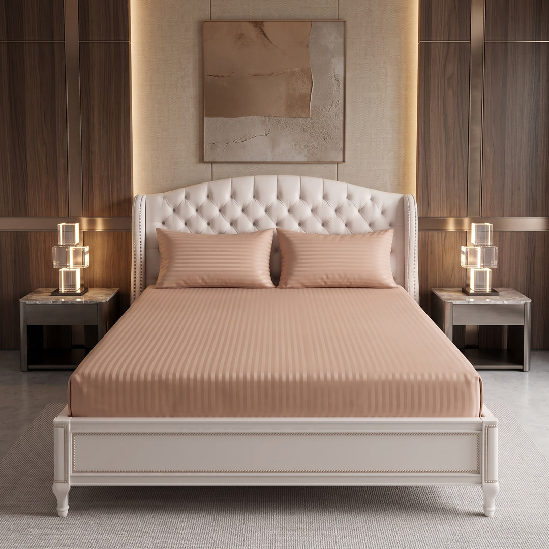 SKIN stripe satin fitted bedsheet - (premium)