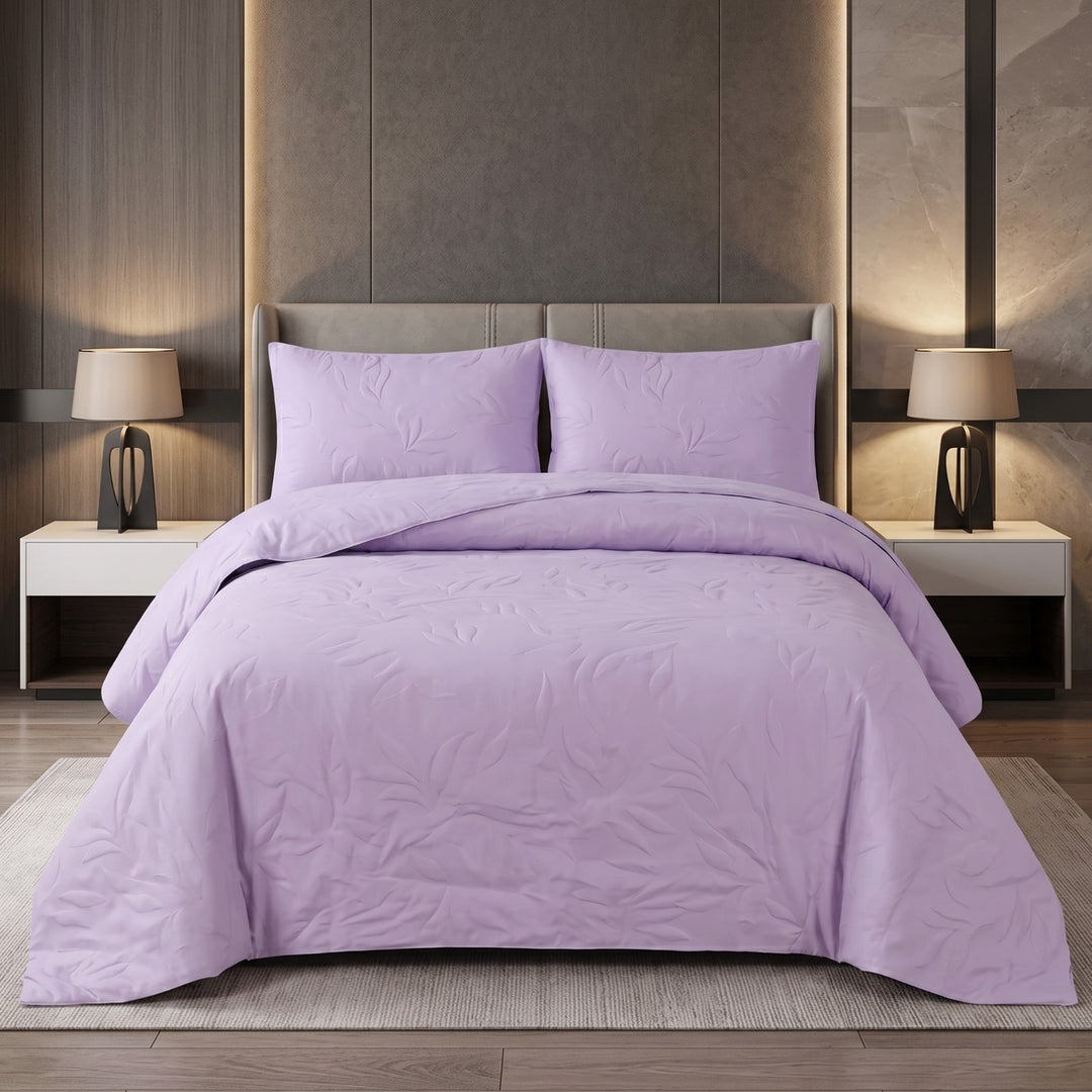 L.PURPLE BEDSPREAD SET - 3 PCS (PREMIUM)