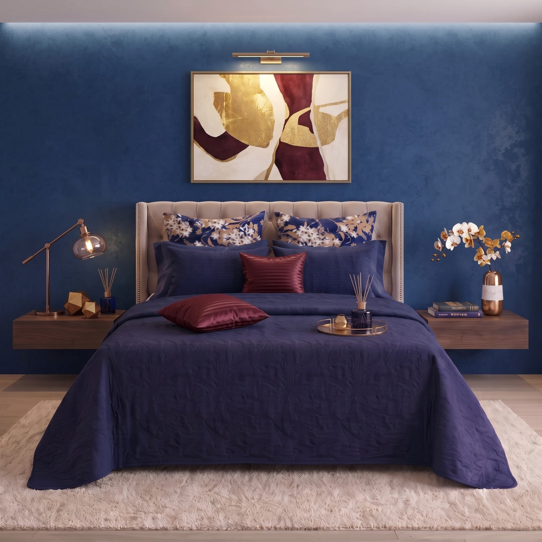 YALE BLUE LAUREL Comforter Set- 8 Pcs