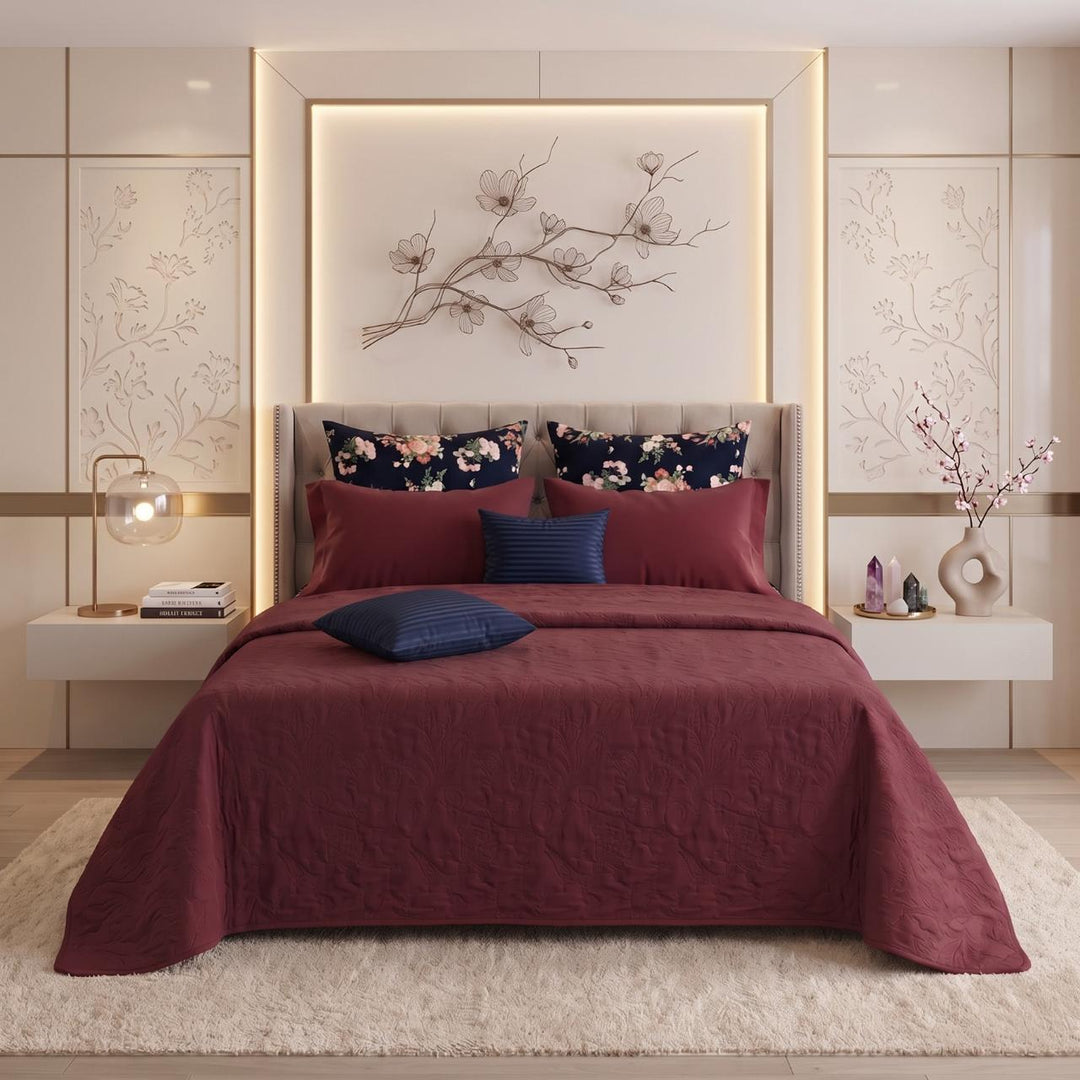 MAROON VREDANT Comforter Set- 8 Pcs