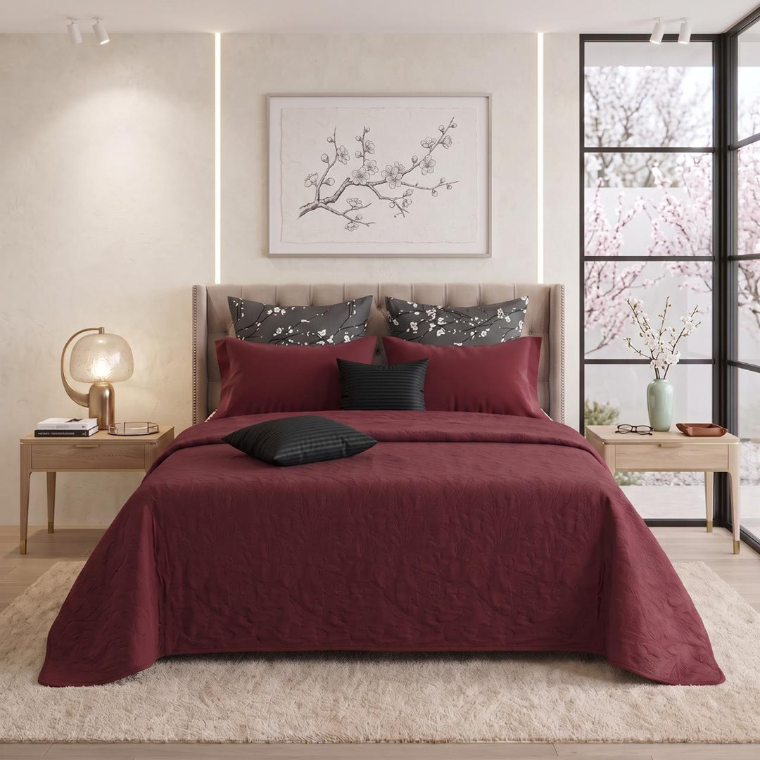 MAROON CEDAR Comforter Set- 8 Pcs