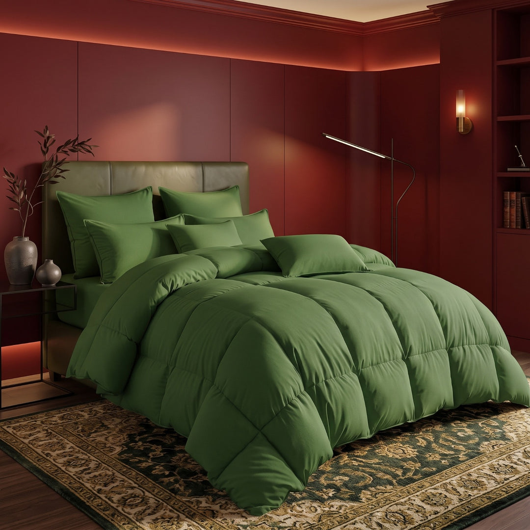OLIVE GREEN  DYED RAZAI SET - 8 PCS