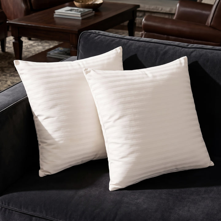 IVORY SATIN STRIPE CUSHION COVER (PACK OF 2)