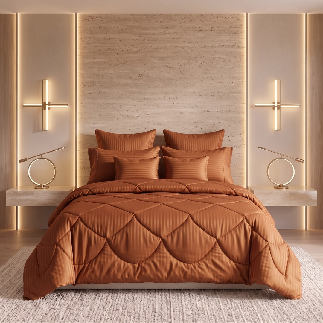 COPPER stripe Comforter Set- 8 Pcs
