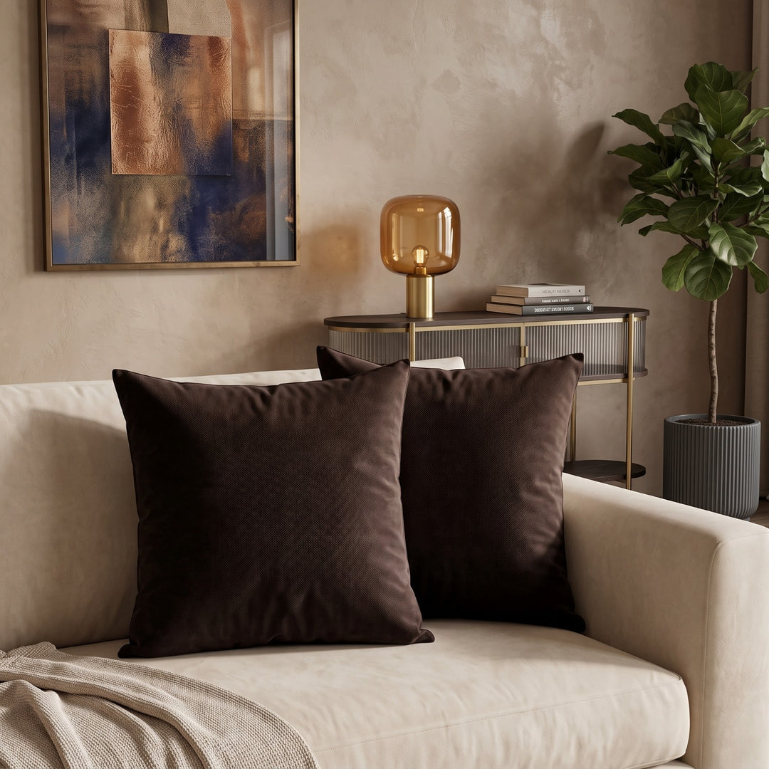 CHOCO DYED VELVET CUSHION COVER (PACK OF 2)