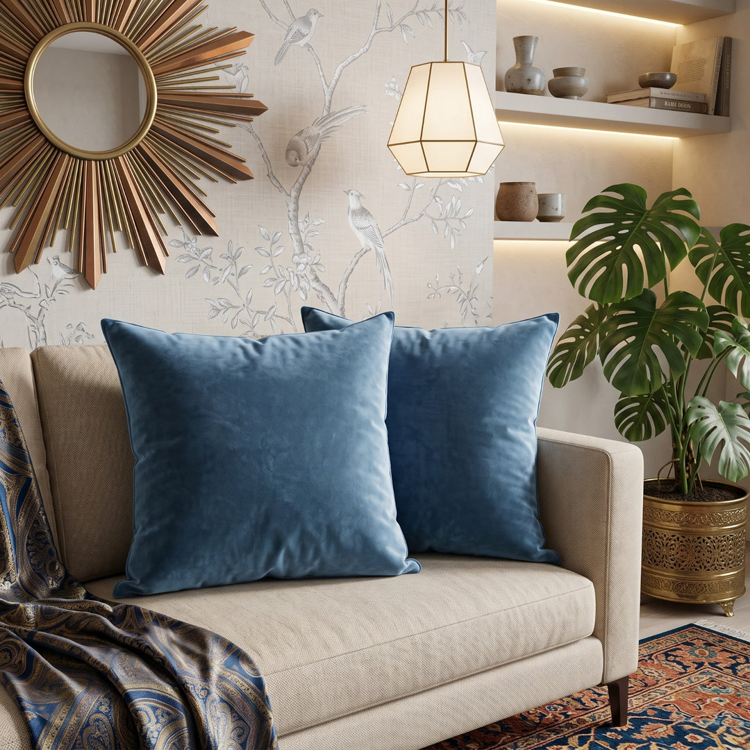 GREY DYED VELVET CUSHION COVER (PACK OF 2)